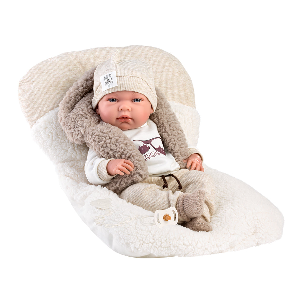 Muñeco Llorens articulado 40 cm - Recién Nacidos muy suaves - Bebé Nico Cool Baby con Cojín
