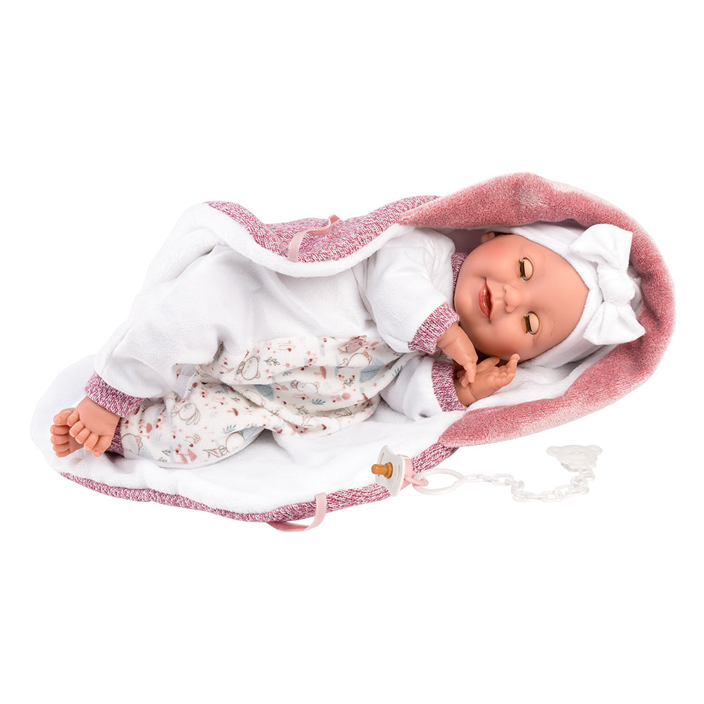 Muñeco Llorens que llora 42 cm - Recién Nacidos con sonidos de bebé - Bebé Heidi Llorona con toquilla. Tiene ojos móviles