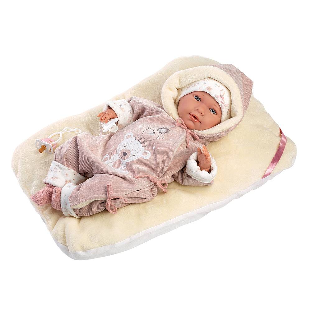 Muñeco Llorens que llora 42 cm - Recién Nacidos con sonidos de bebé – Lala Llorona con cojín