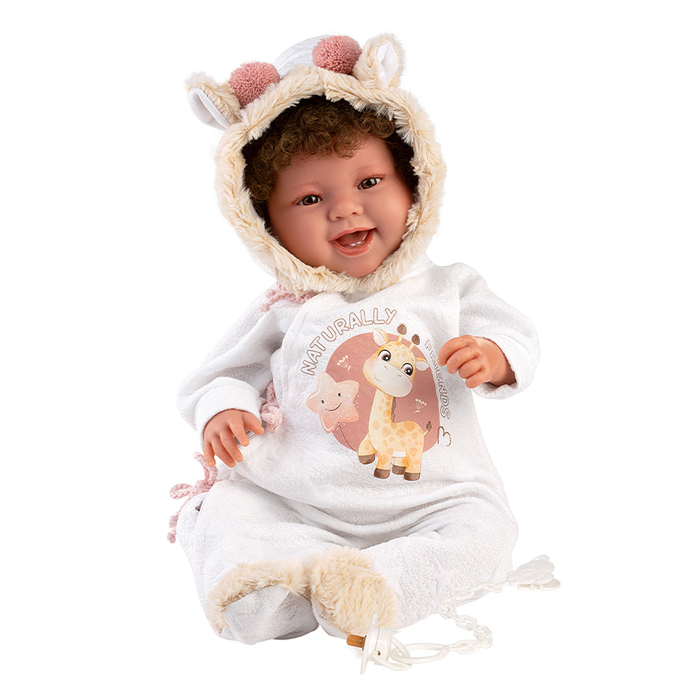 Muñeco Llorens que llora 44 cm - Recién Nacidos con sonidos de bebé – Talo Sonrisas con pelele jirafa